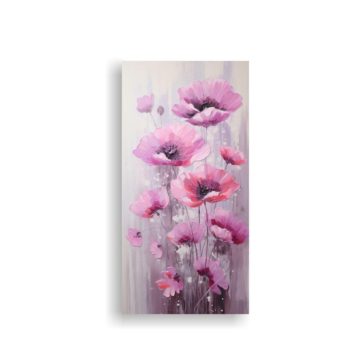 Cuadro Lienzo Diseño Vitalidad Pintura Amapolas 20x40cm-0