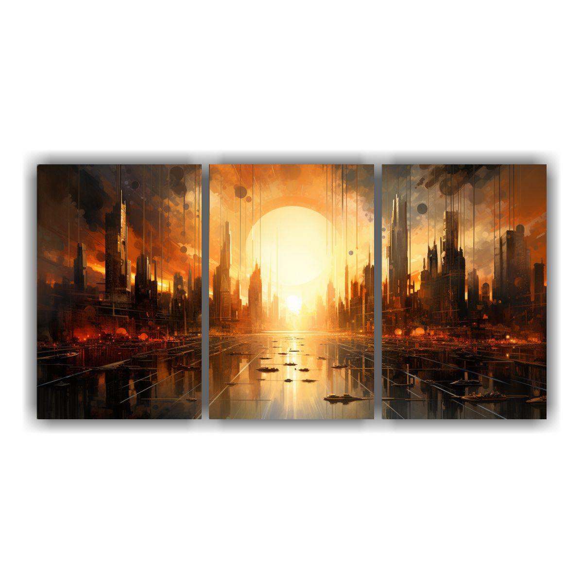 Pinturas Decorativas Abstractas De Una Ciudad 240x120 Cm-0