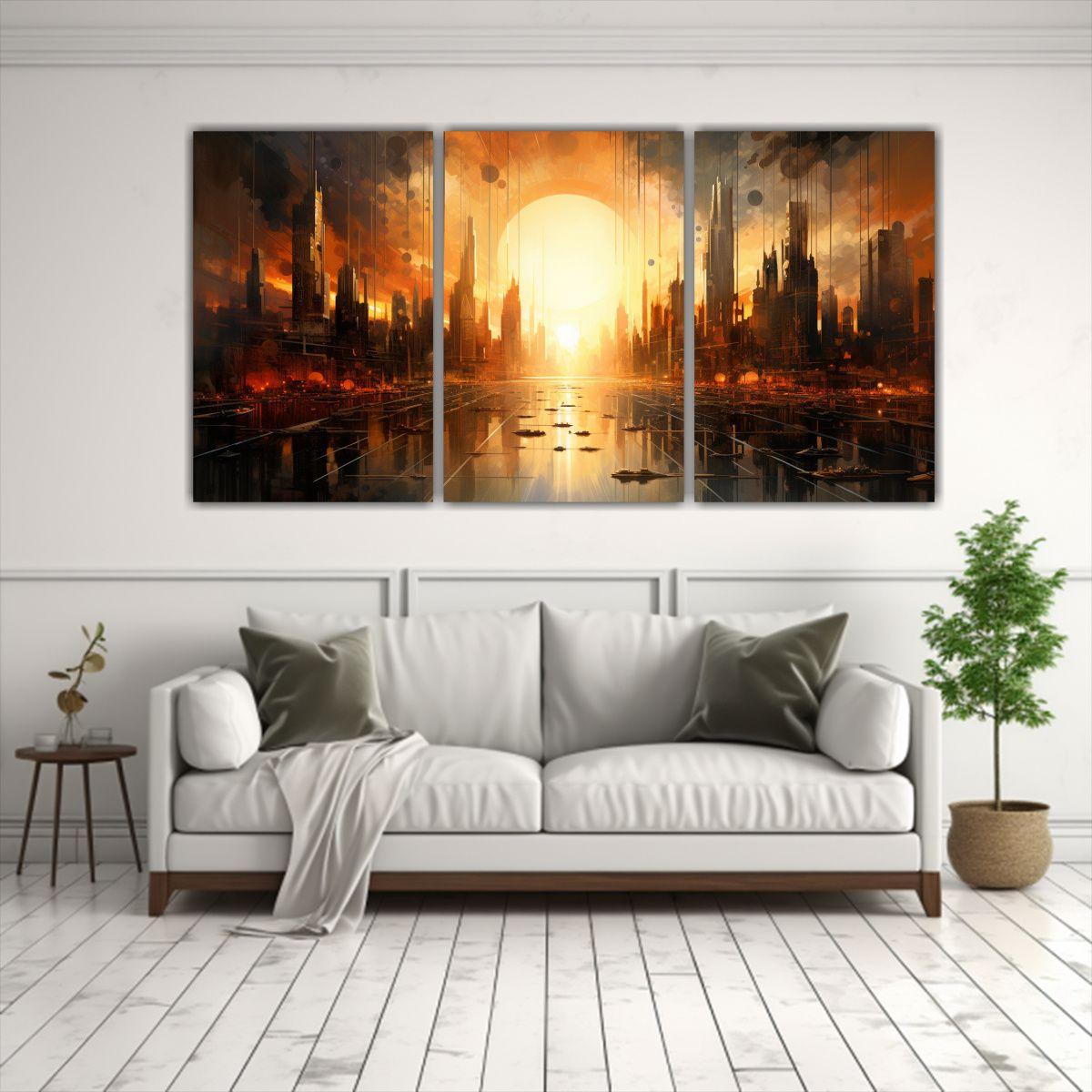 Pinturas Decorativas Abstractas De Una Ciudad 240x120 Cm-2
