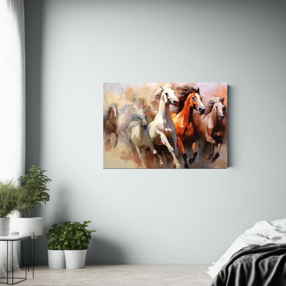 Cuadro De Arte Moderno: Reflejo De Una Manada De Caballos á 50x40cm-2