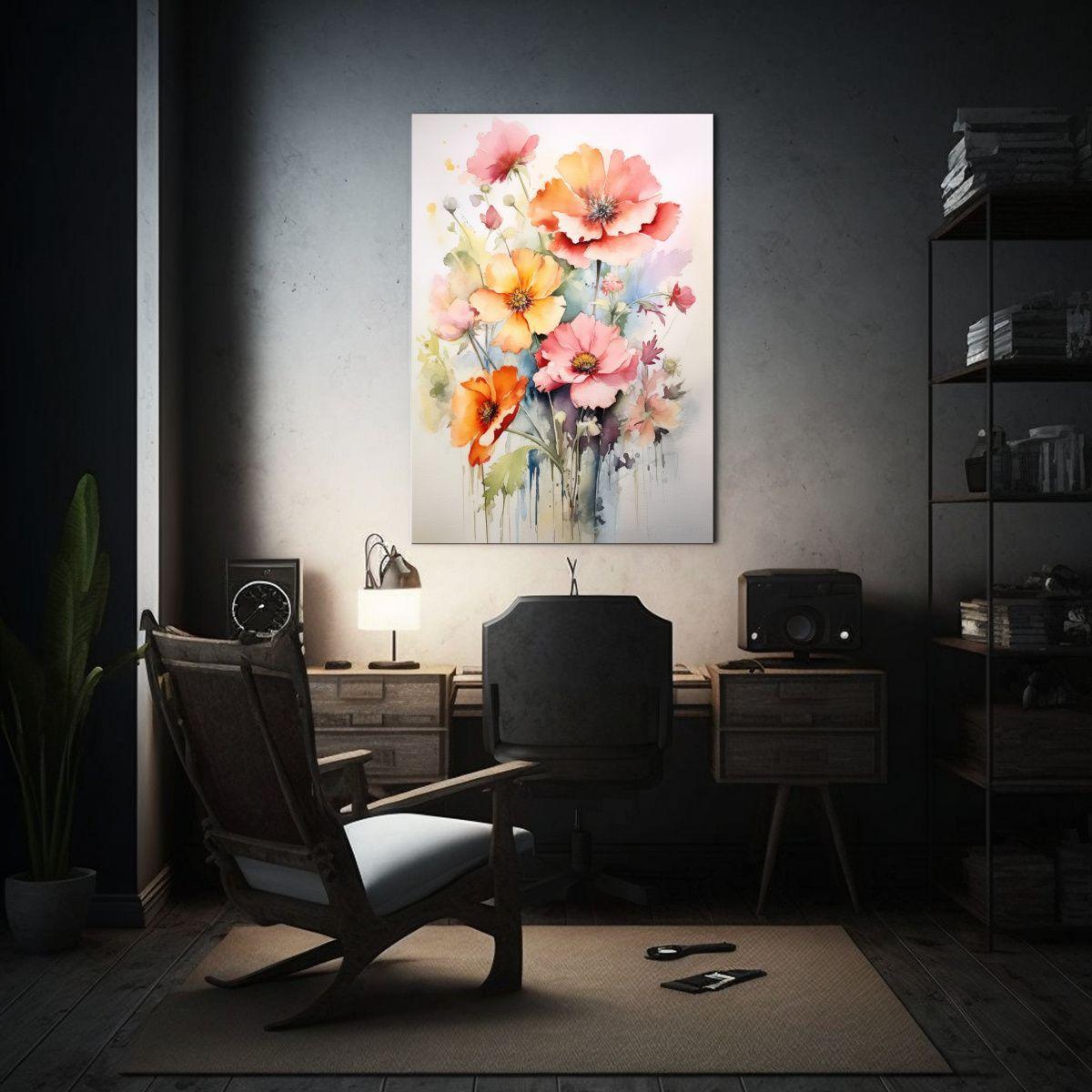 Pintura Urbana Acuarela En Lienzo Vintage 80x120cm-2