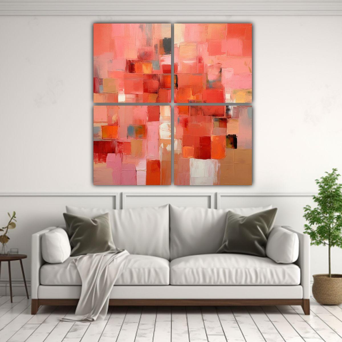 Cuatro Cuadros En Bastidor Impreso De Pinturas 60x60 Cm-2