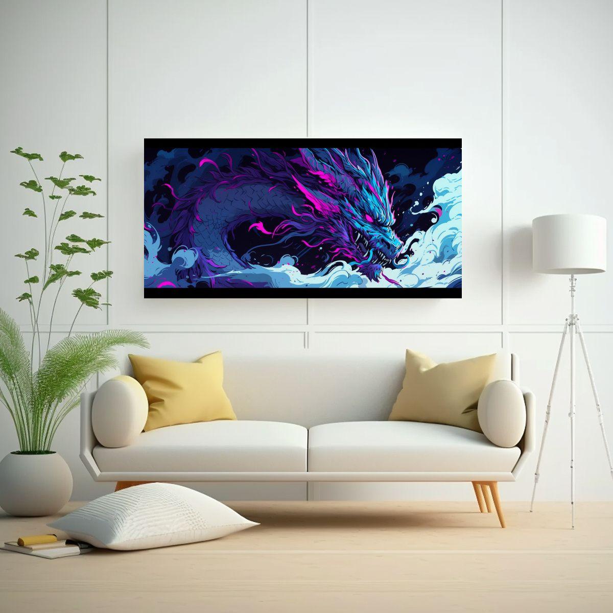 Pinturas Decorativas De Dragón En Tonos Púrpura 40x20cm-2