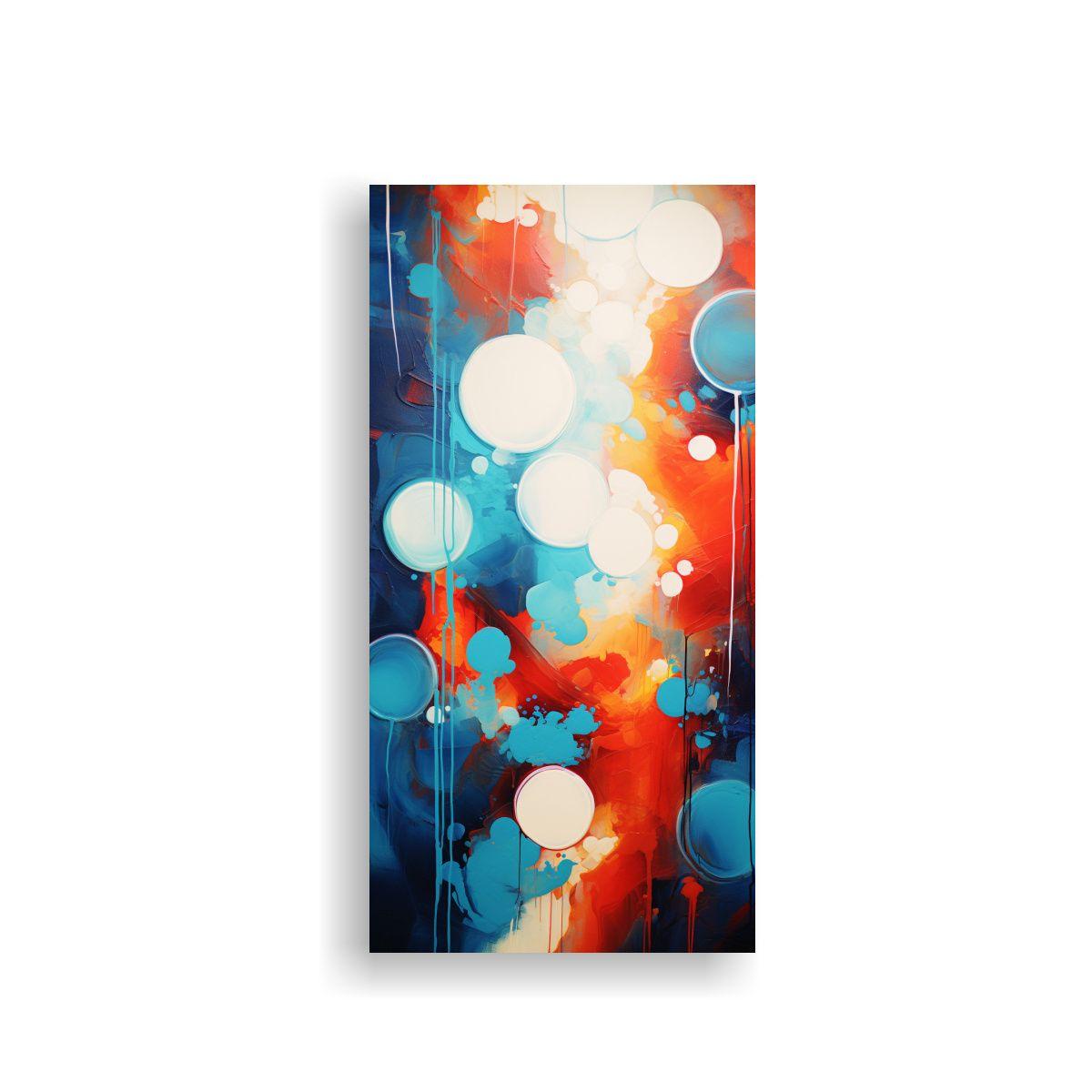 Pintura Abstracta Roja Y Azul De Impacto Intenso 40x80cm-0