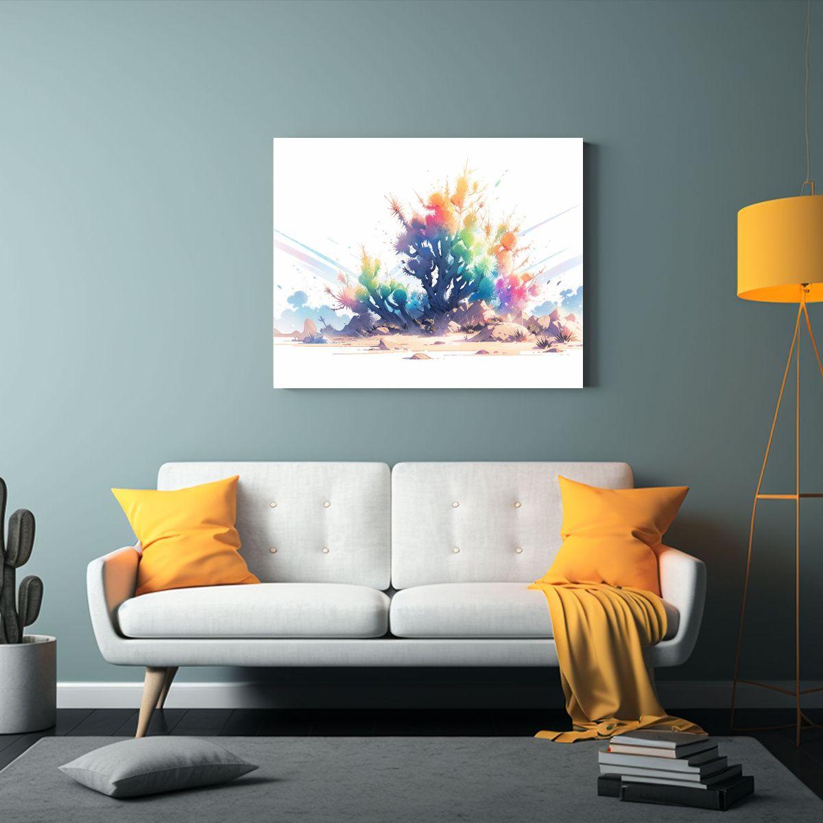 Cuadro Abstracto Arcoíris Joshua Tree Pintura Acuarela Mode 75x50cm-2