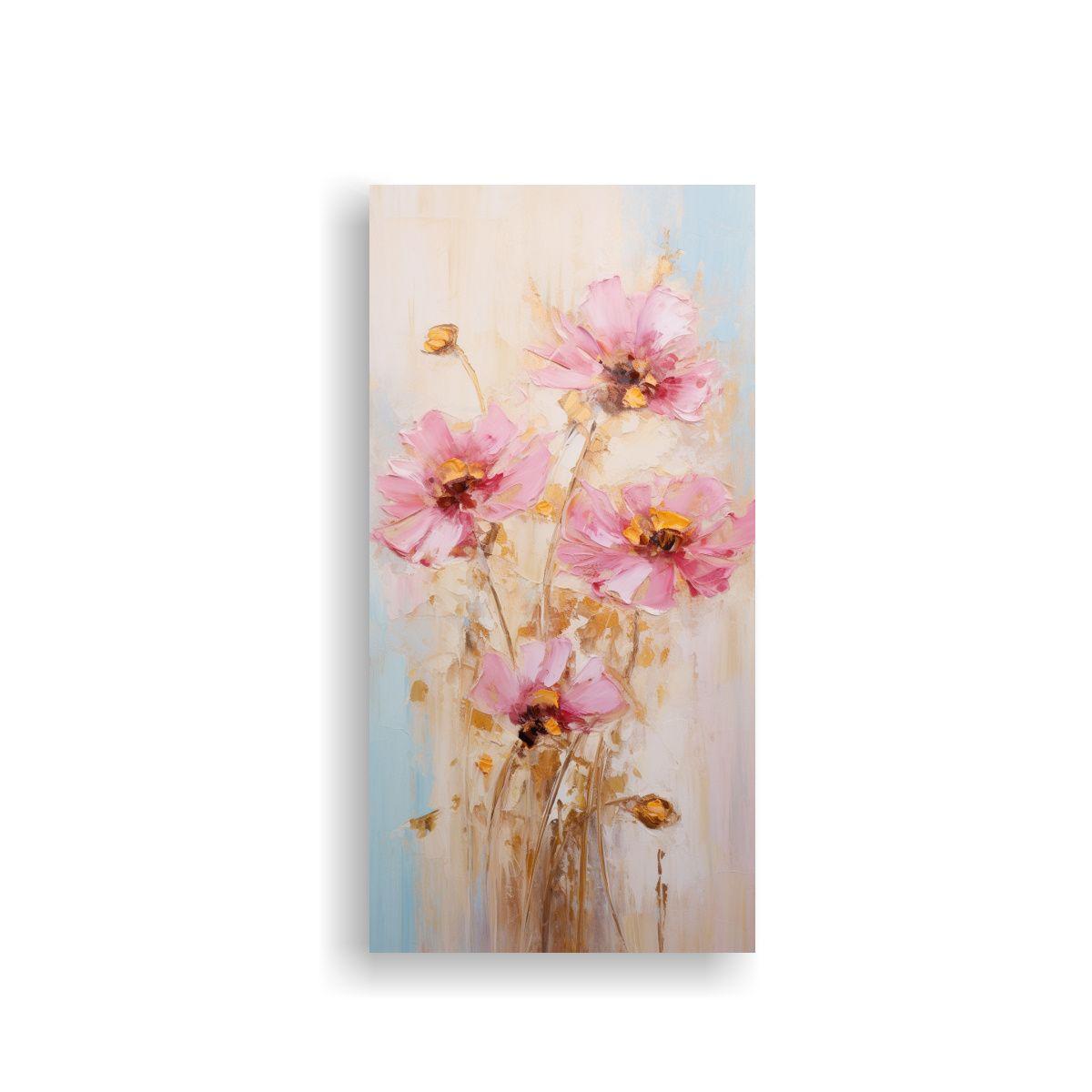 Cuadro Concepto Figuras Pintura Rosa En Lienzo 30x60cm-0