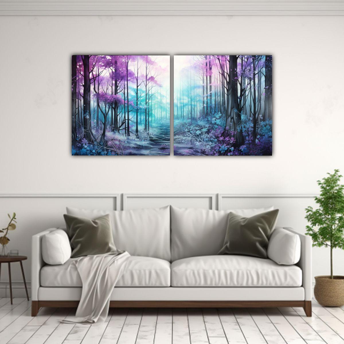 Cuadro Moderno Paisaje De Bosque En Colores 120x60 Cm-2