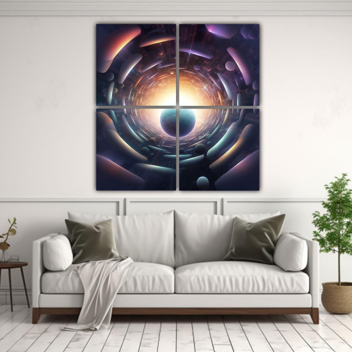 Cuatro Pinturas Decorativas En Bastidor Duradero 200x200 Cm-2