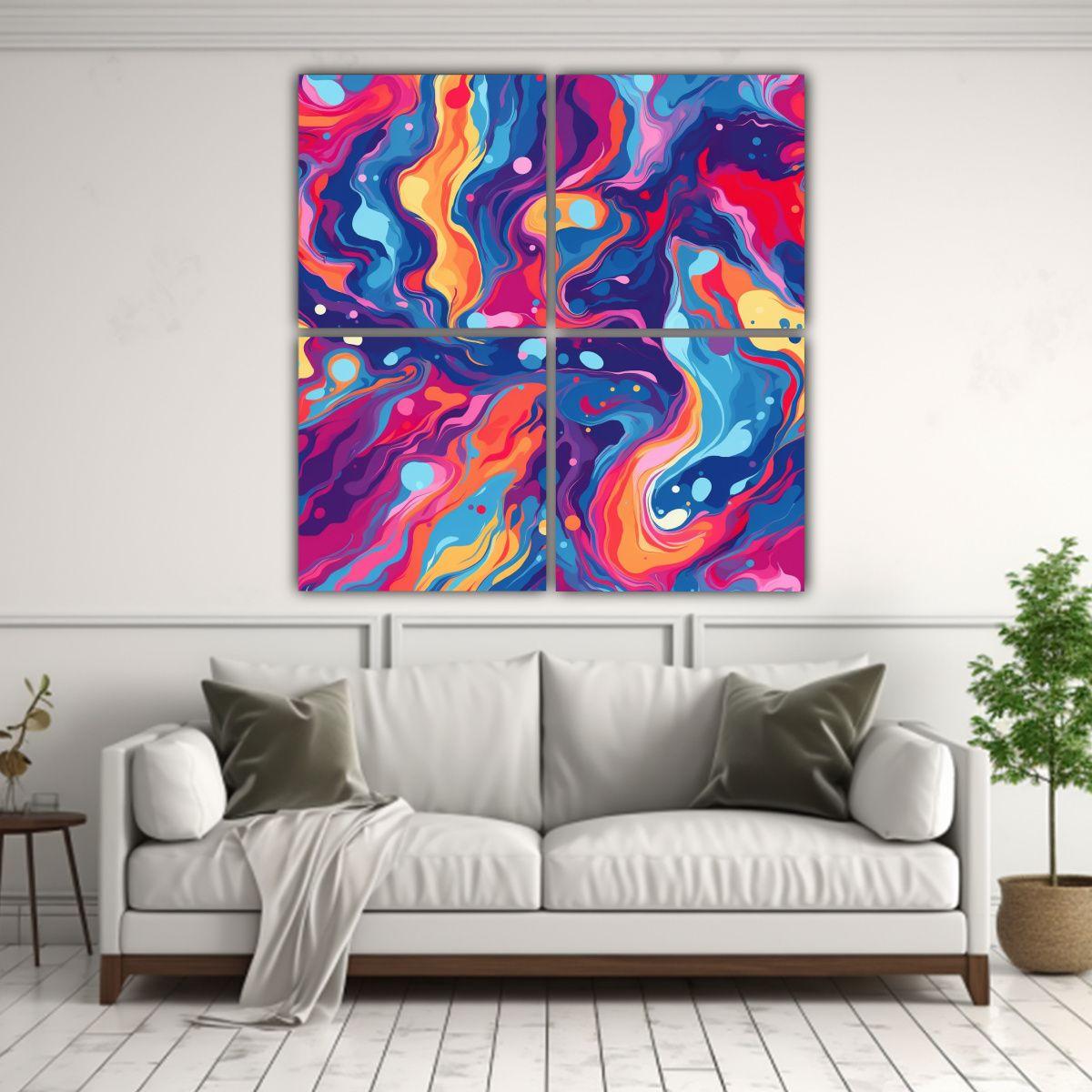 Abstractos Cuatro Lienzos Colores Sensibilidad 100x100 Cm-2