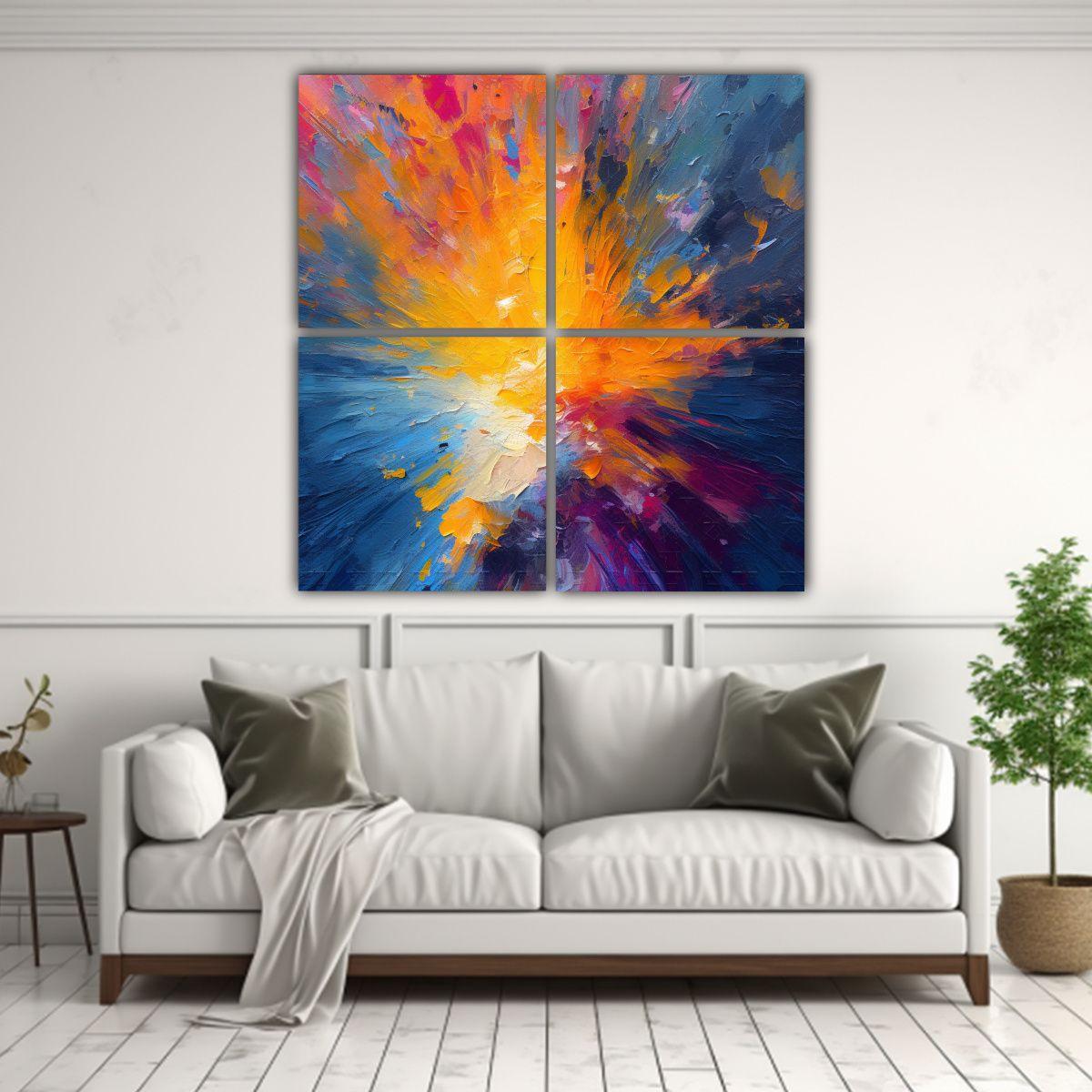 Cuadros Abstractos Finas Líneas Vitalidad Arte 100x100 Cm-2