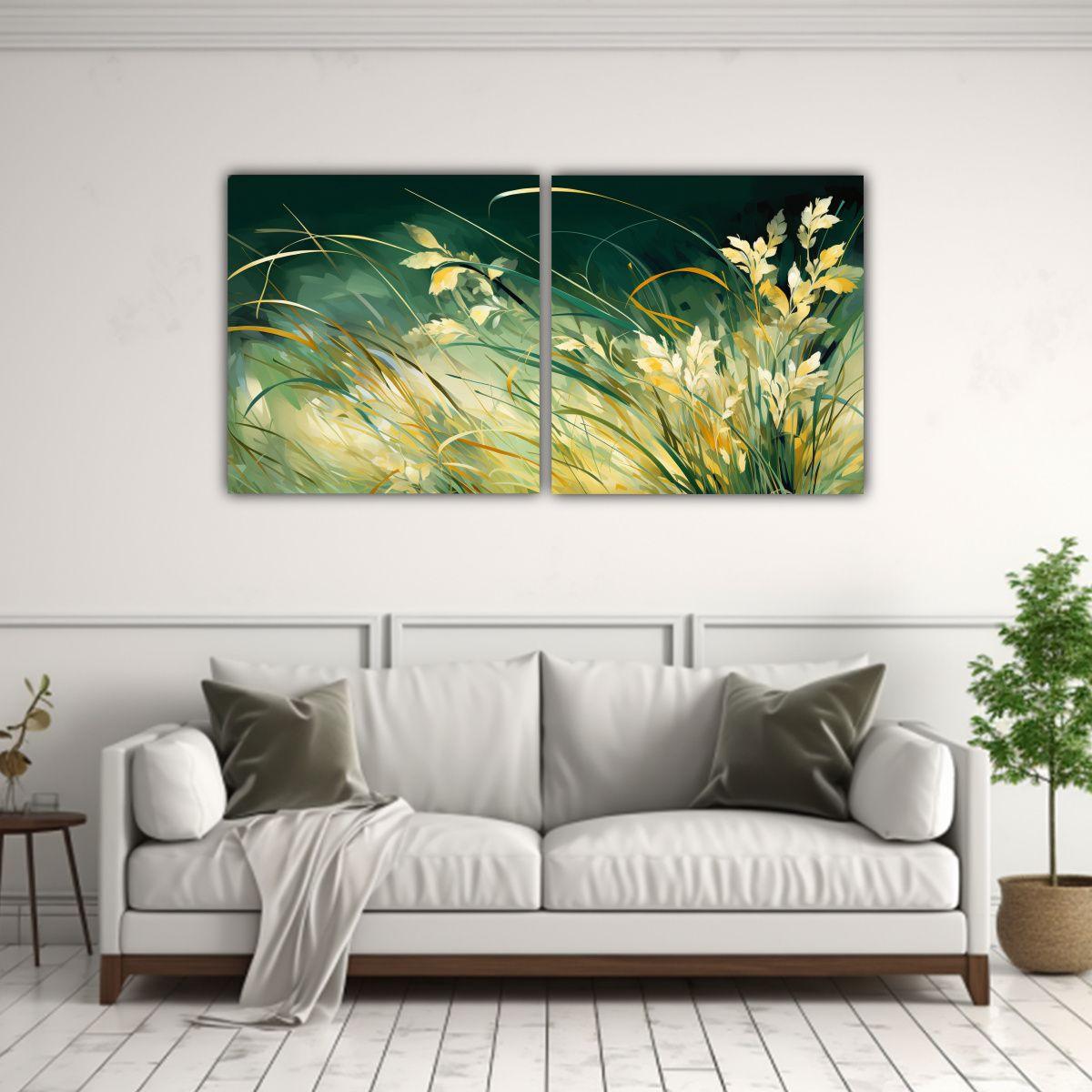 Set 2 Lienzos Acuarela Detalles Intrincados 160x80 Cm-2