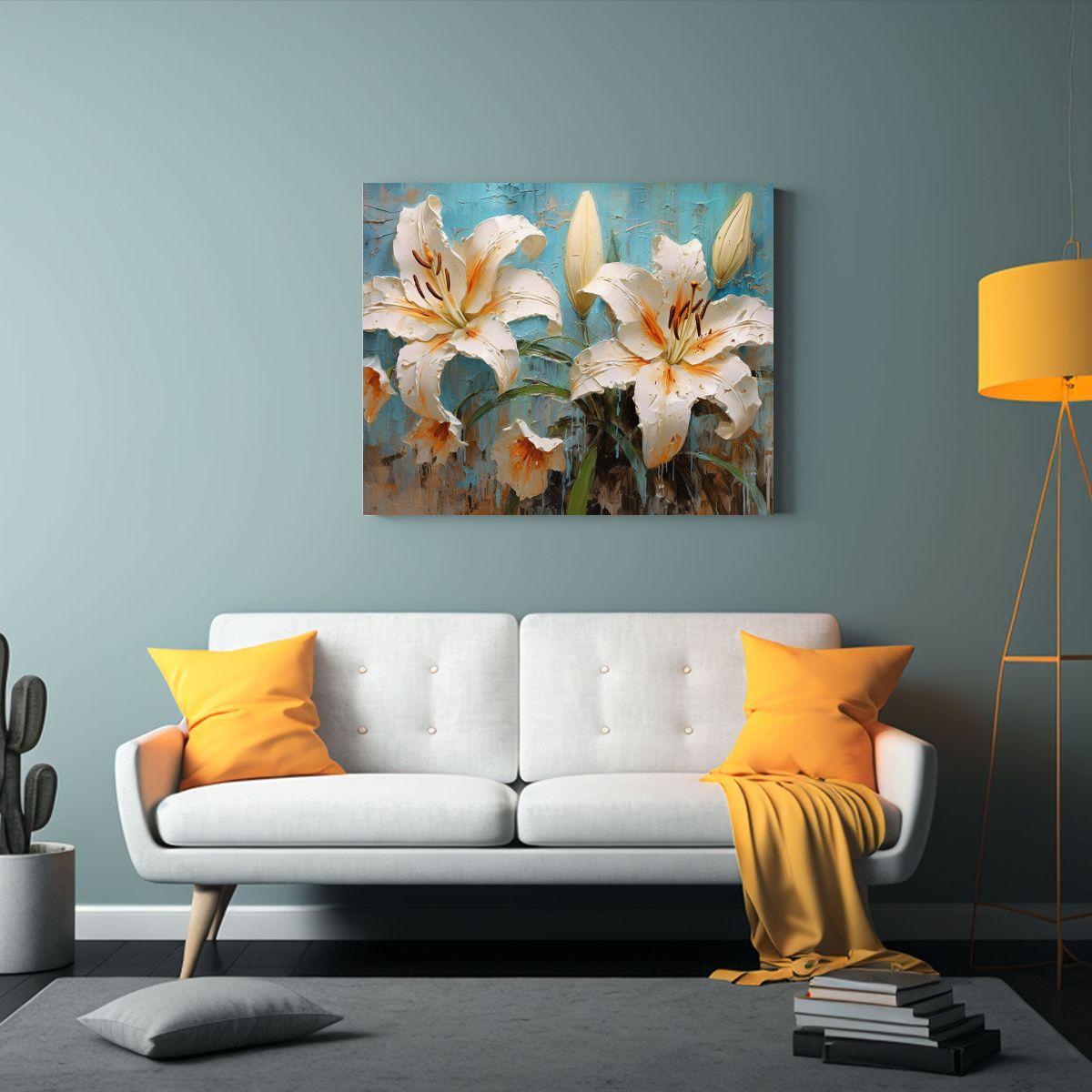 Arte De Pared Tela Sublimada Profundidad Colorida Flor De Li 45x30cm-2