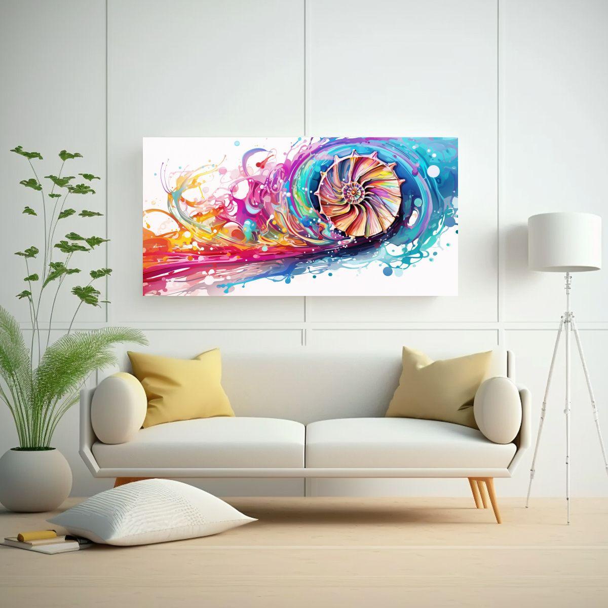 Lienzo De Tela Arte Callejero Nautilus En Colores 160x80cm-2