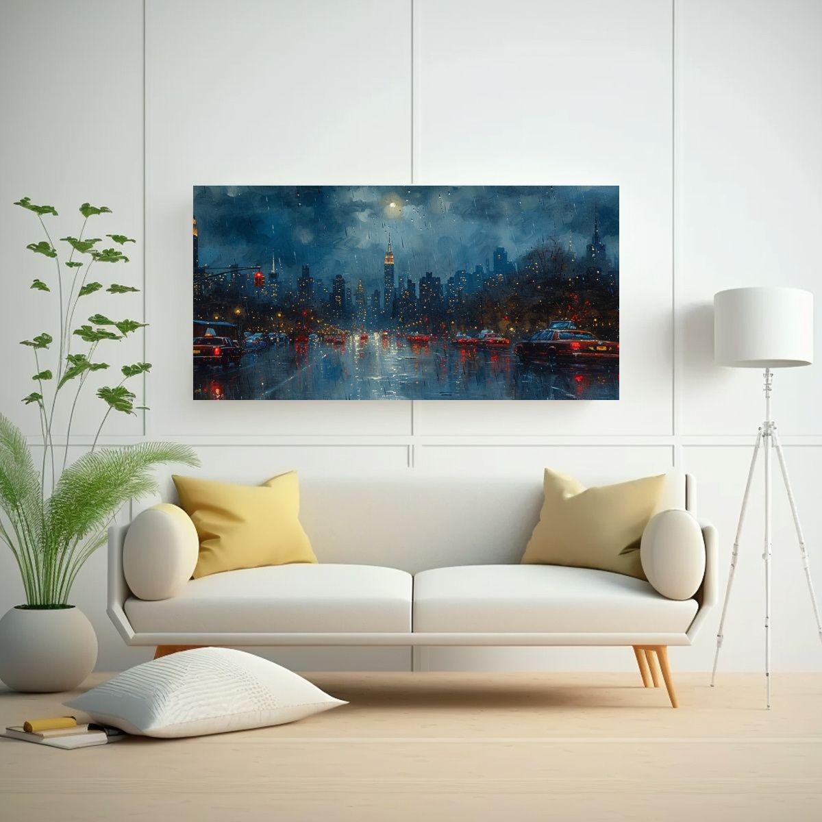 Pintura Estilo óleo Maestra Moderna Lluviosa 60x30 Cm-2