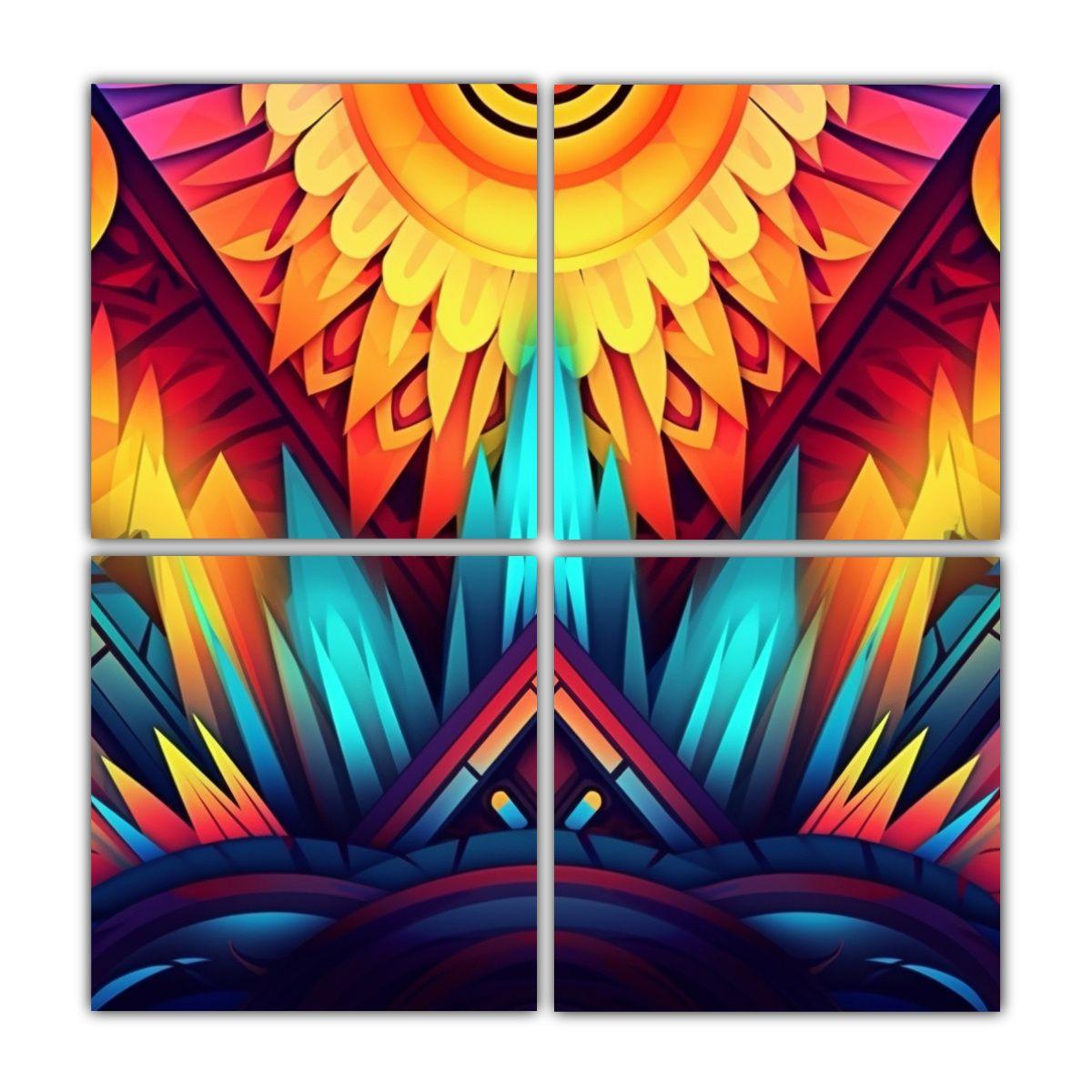 Cuatro Telas En Bastidor Para Decorar Una 140x140 Cm-0
