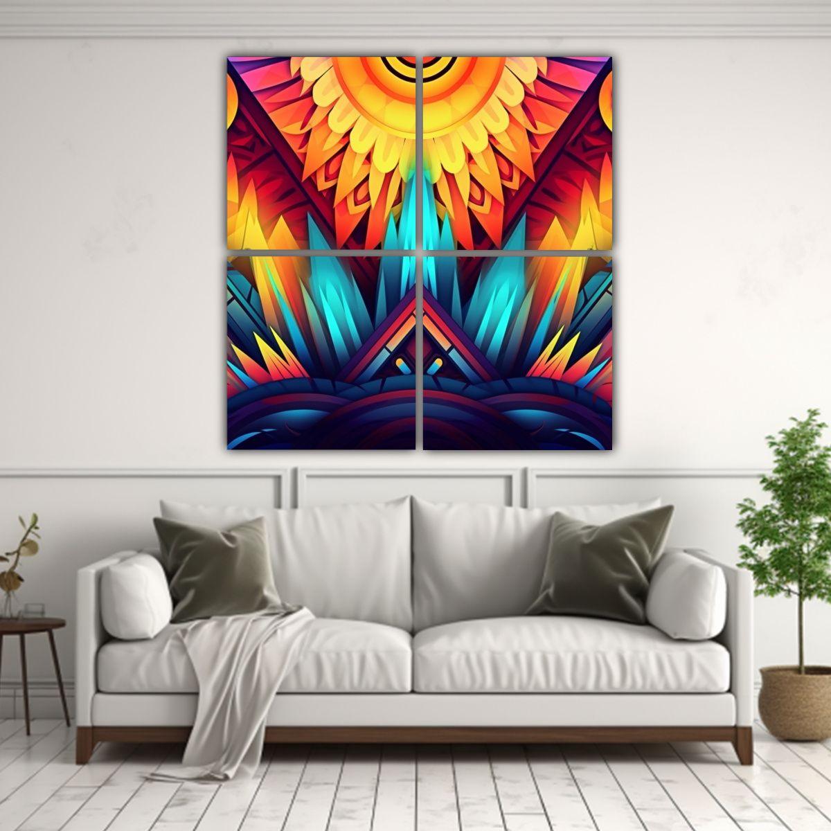 Cuatro Telas En Bastidor Para Decorar Una 140x140 Cm-2