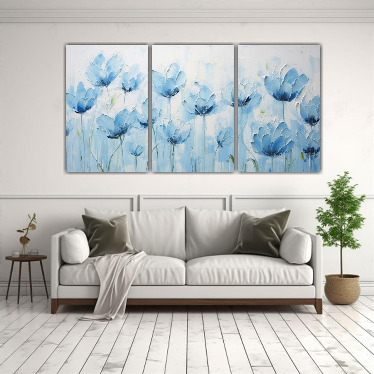 Pintura Decorativa De TULIPANES En Lienzo, Estilo 180x90 Cm-2