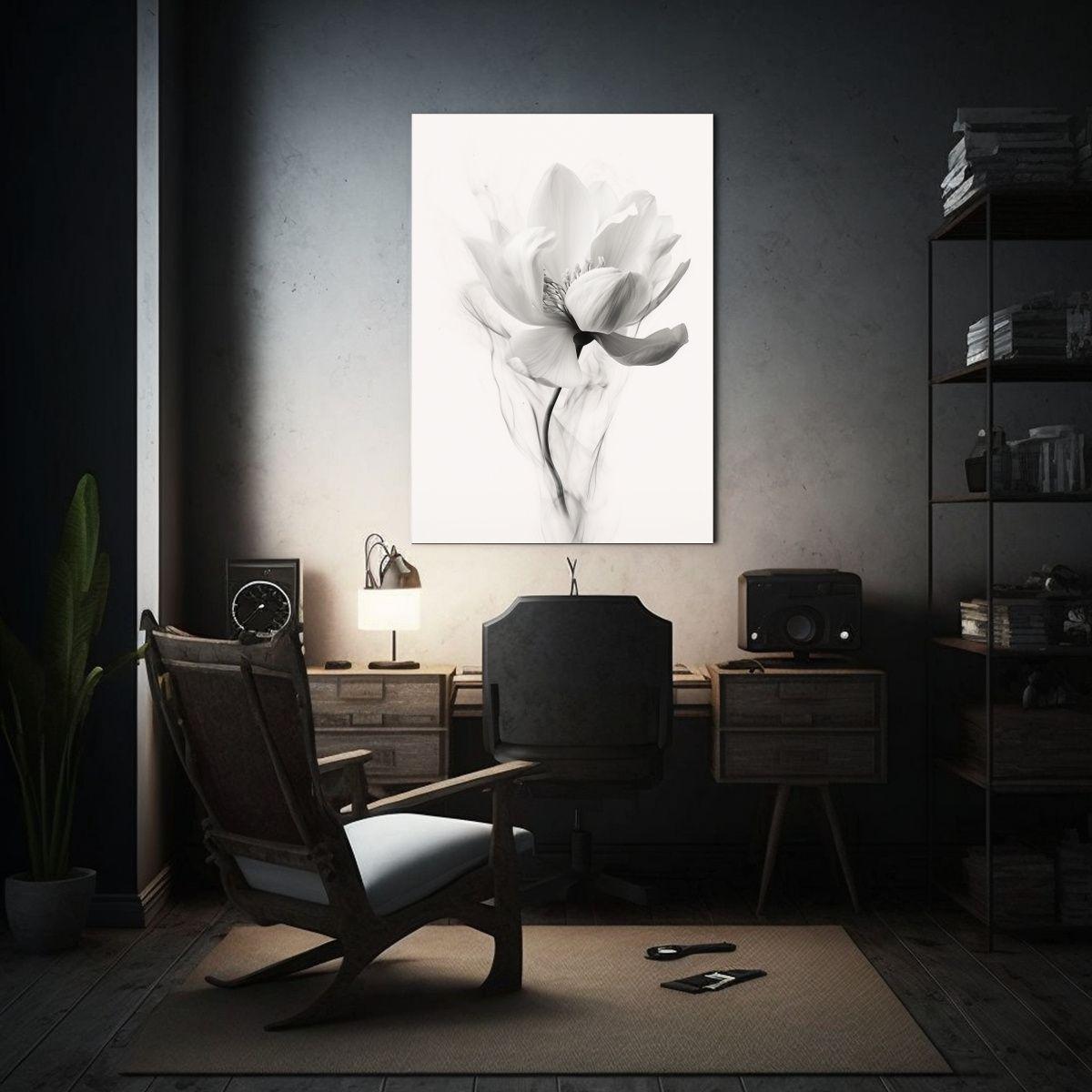 Pintura Decorativa De Magnolia En Blanco Y Negro 20x30 Cm-2