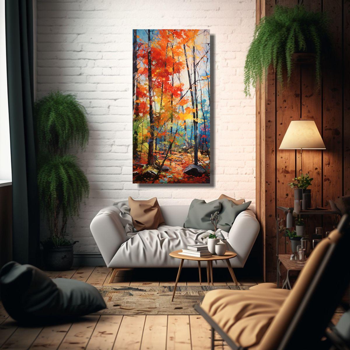 Pintura Abstracta De árboles De Arce Exuberantes  60x120cm-2