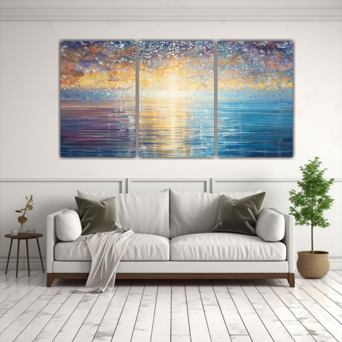 Conjunto 3 Cuadros Diseño Naturaleza Viva Estilo 180x90 Cm-2