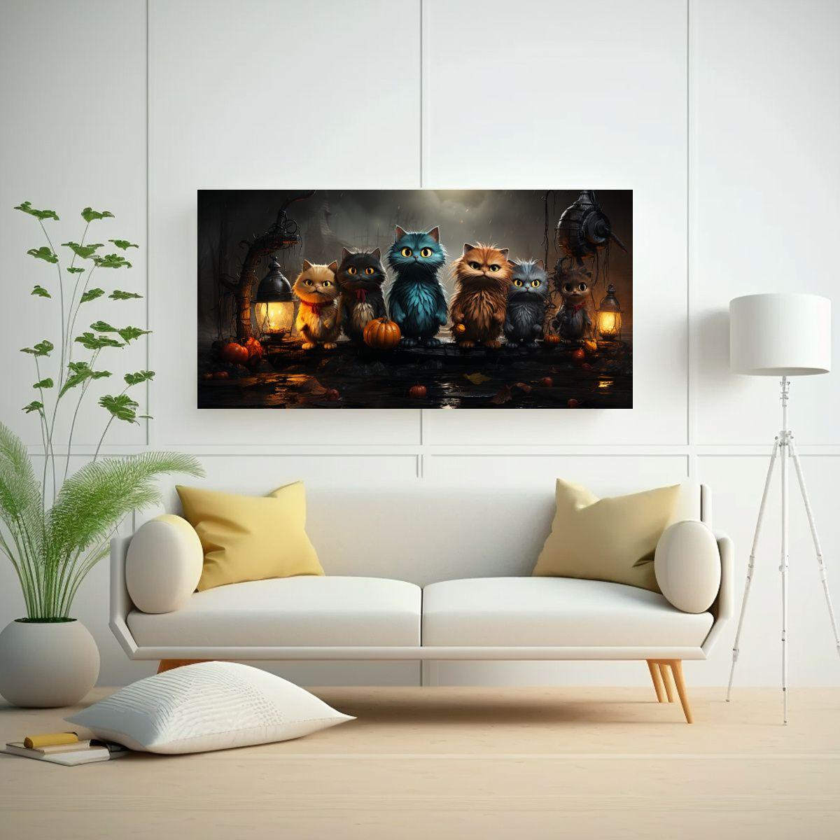 Pinturas Abstractas De Ambiente Con Monstruos 140x70 Cm-2