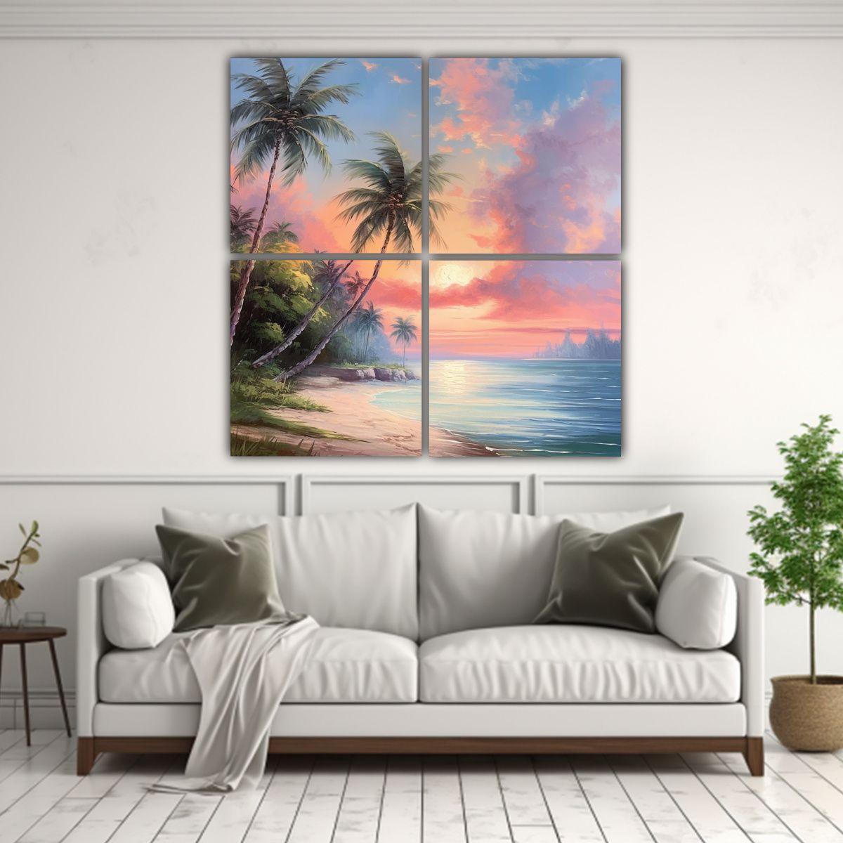 Paisaje Costero Cautivador Con Cielo Azul Sereno 140x140 Cm-2