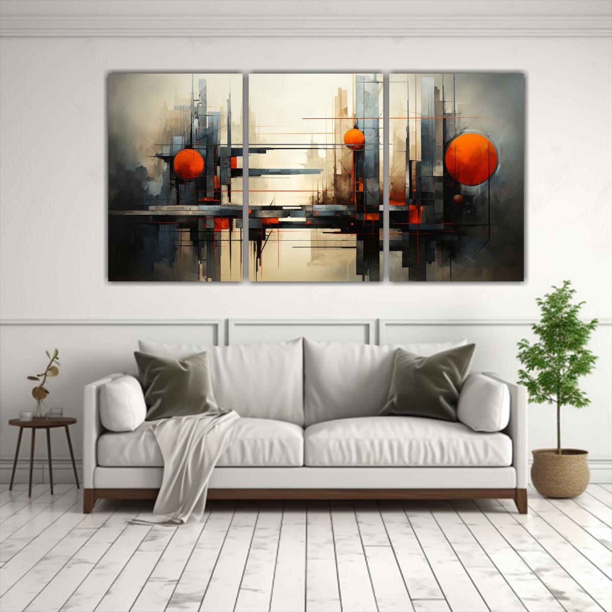 Conjunto 3 Lienzos Multicolor En Finas Líneas, 120x60 Cm-2