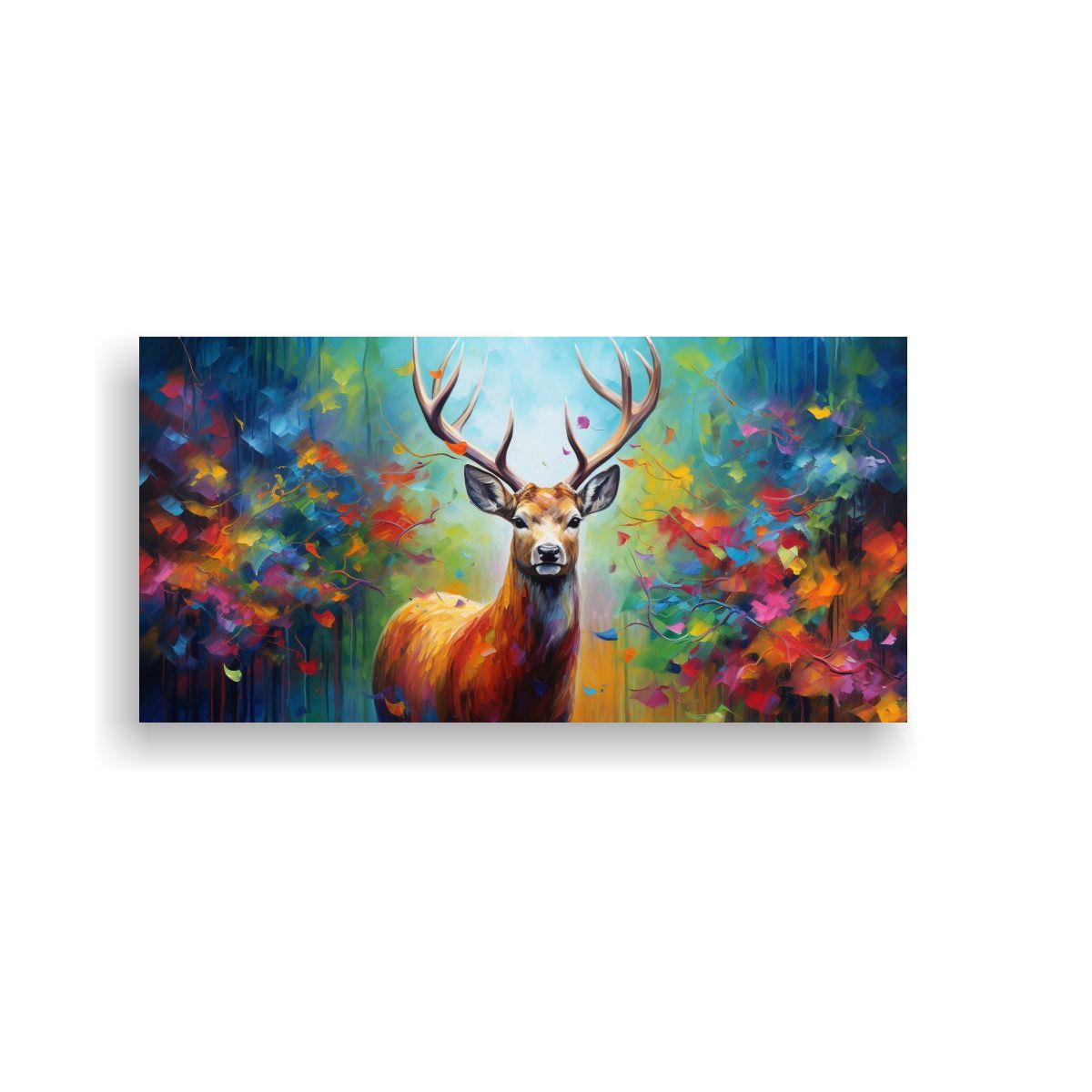 Cuadro Vintage Estilo Ciervo Pintura Al Estilo 160x80cm-0