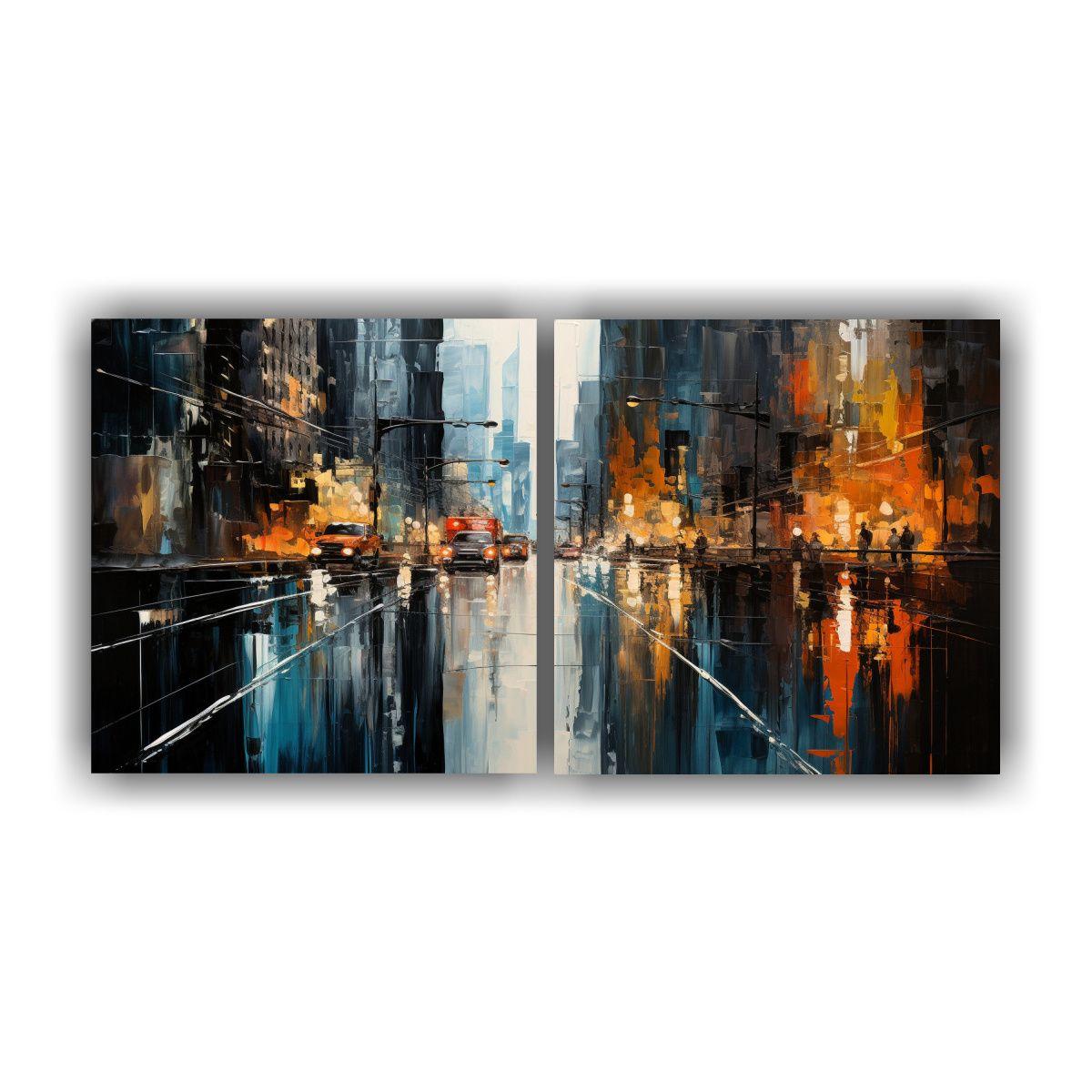 Pintura Decorativa De Reflejos Urbanos Abstractos 80x40 Cm-0