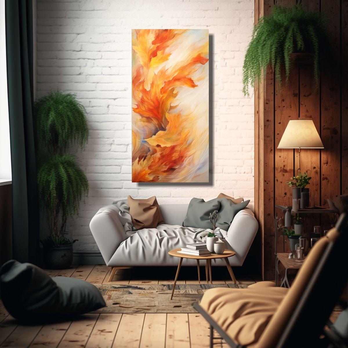 Pintura Abstracta Dinámica De Hojas Otoñales 80x160 Cm-2