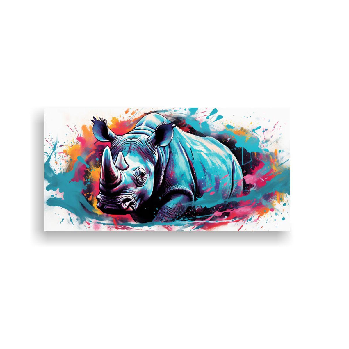 Pinturas Abstractas: Rinoceronte En Colores 80x40cm-0