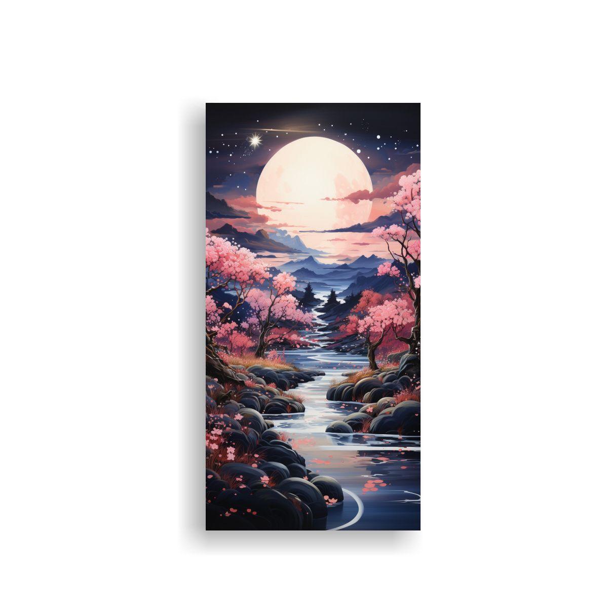 Pintura De Arte De Pared Luna Cerca De Montañas 20x40cm-0