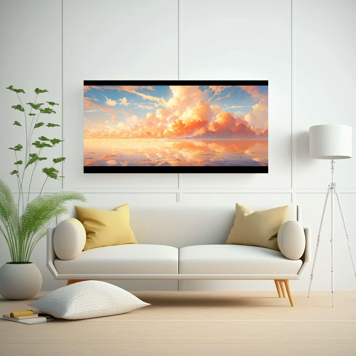 Cuadro Abstracto Dormitorio Mar Y Cielo En Tonos 100x50cm-2