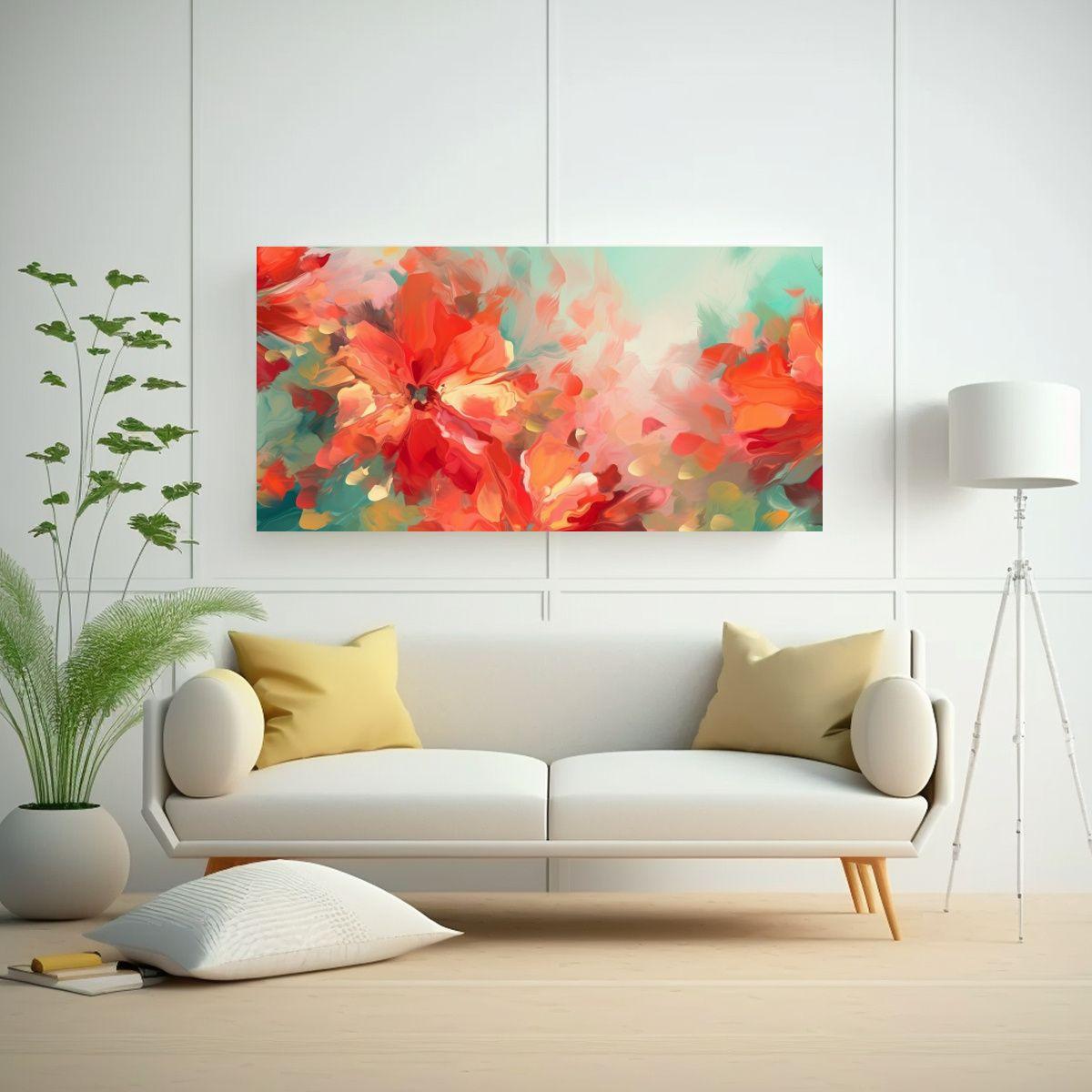 Pinturas Decorativas Abstractas Rojas Y Verdes 100x50cm-2
