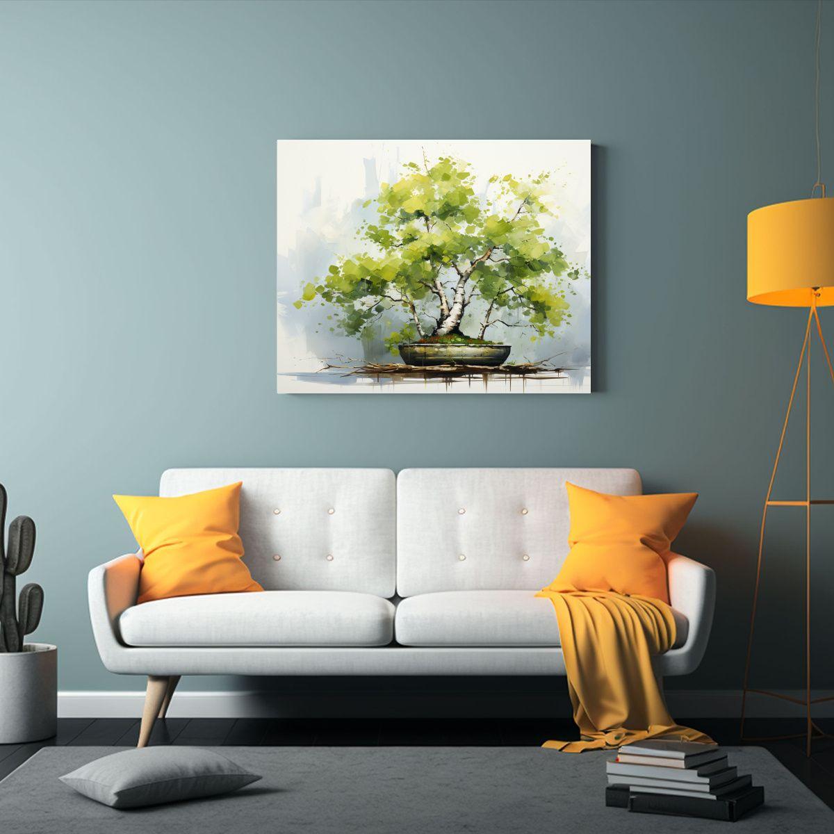 Pintura Abstracta De Colores Verdes Impactantes De Un árbol 75x50cm-2