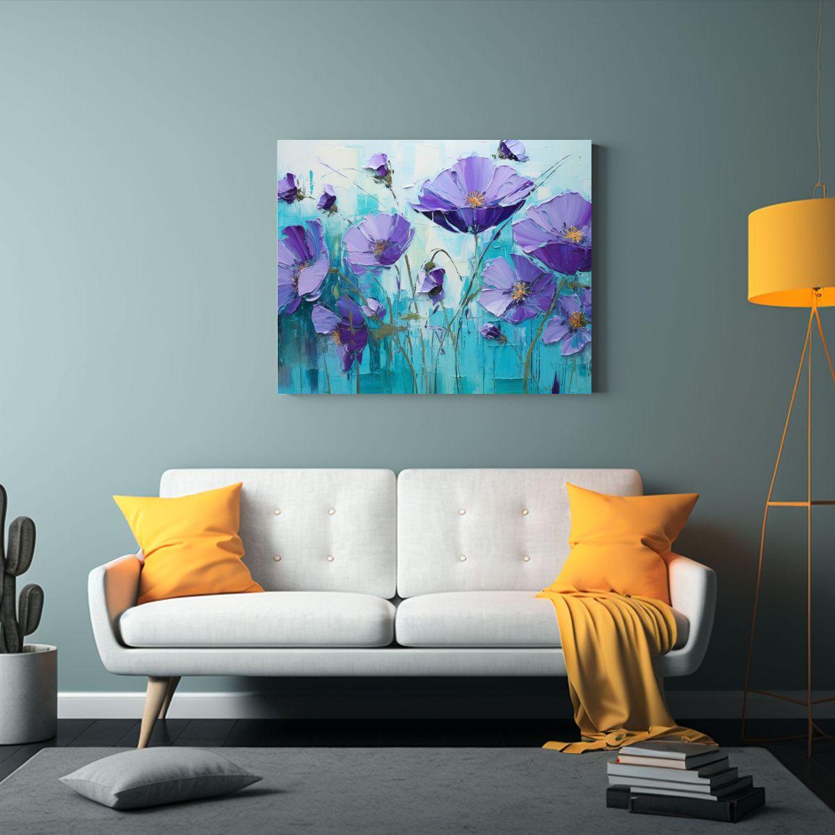 Pintura En Lienzo Minimalista De Flores En Colores 30x20cm-2