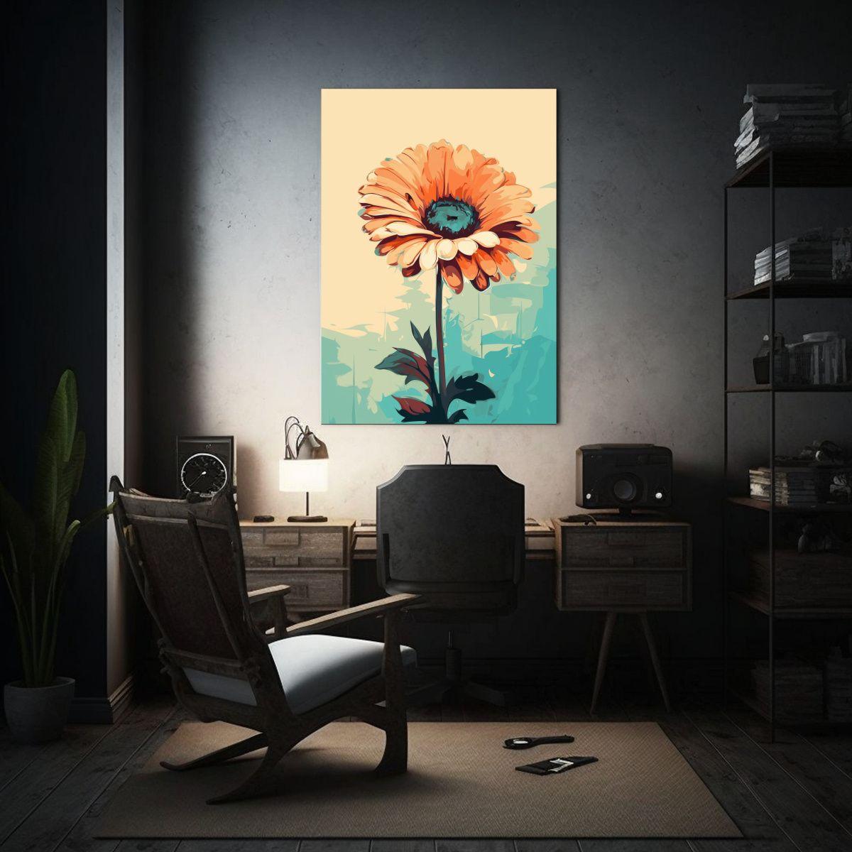 Cuadro Lienzo Gerbera Flor Sobre Fondo Beige 80x120cm-2
