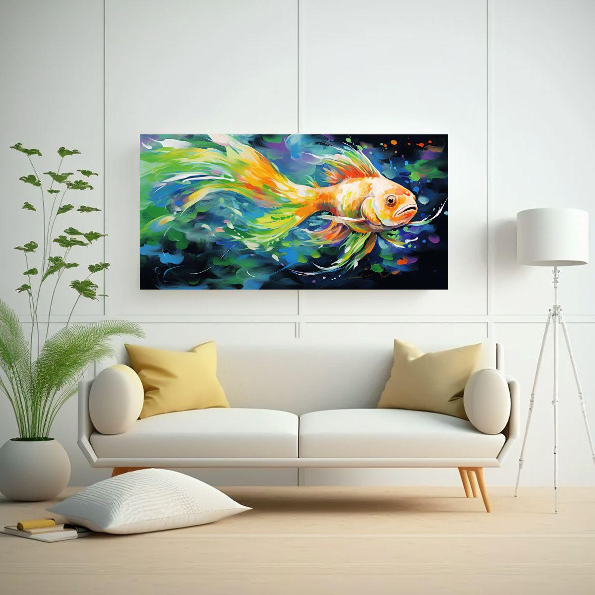Cuadro Expresion Riqueza Visual Peces Acuario En C 100x50cm-2