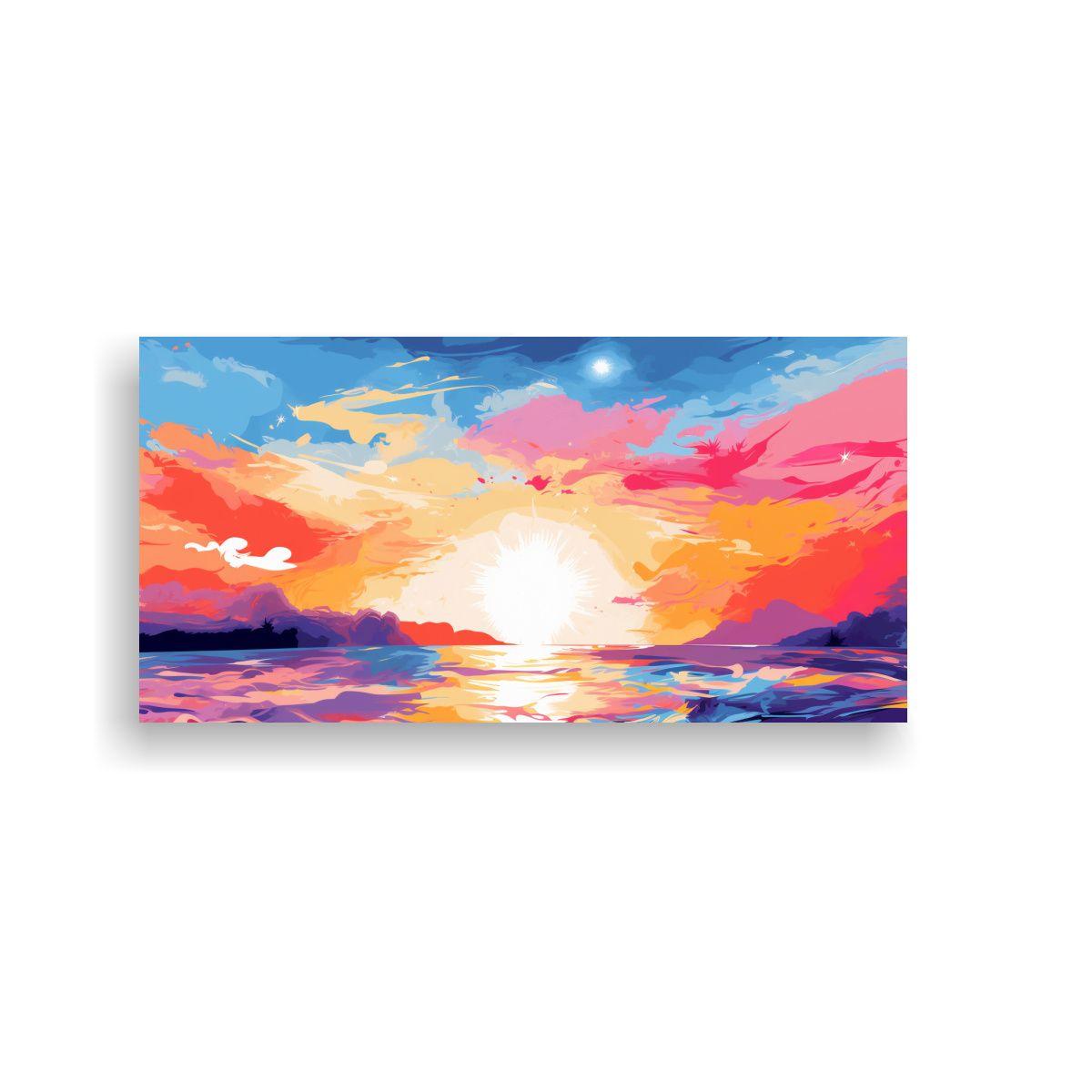 Cuadro Tela Movimiento Figuras Paisaje Verano Arte 40x20cm-0