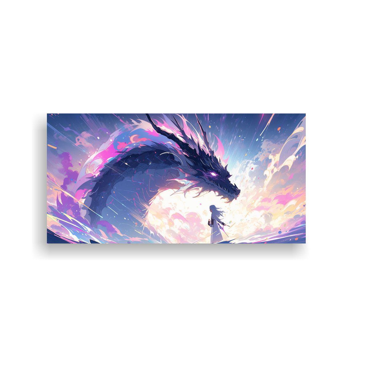 Pintura Juvenil: Dragón En Colores Arcoíris Y 120x60cm-0