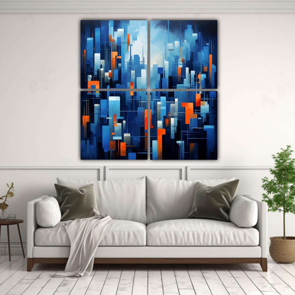 Cuadro Futurista Abstracto Ciudad Minimalista 40x40 Cm-2