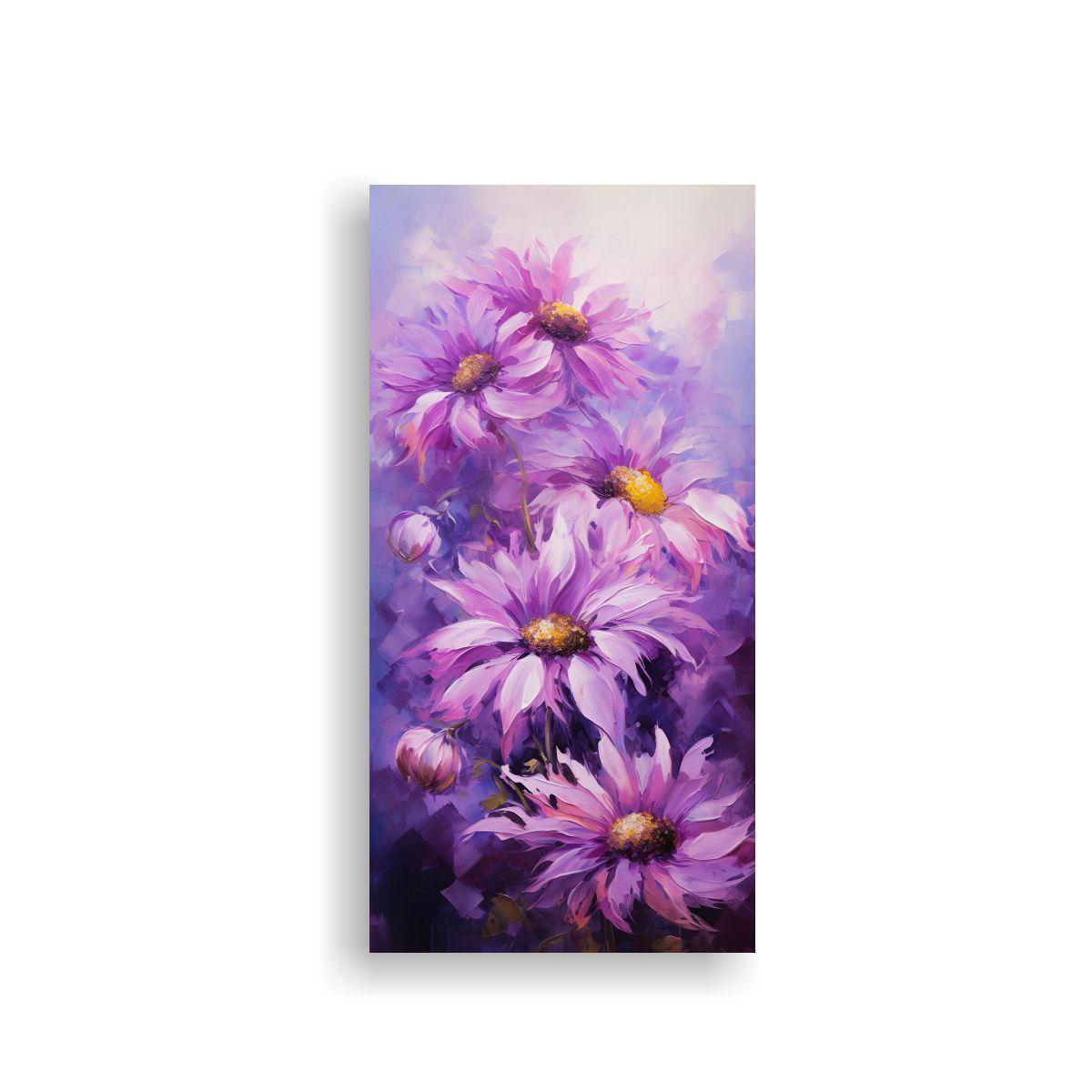 Pintura De Lienzo De Flores Púrpuras Coloridas 70x140cm-0