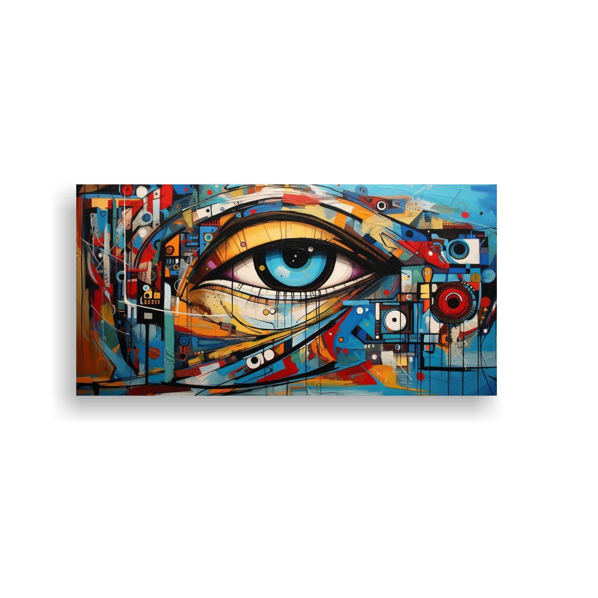Pinturas Abstractas Ojos Modernos Tonos Lienzo 40x20cm-0