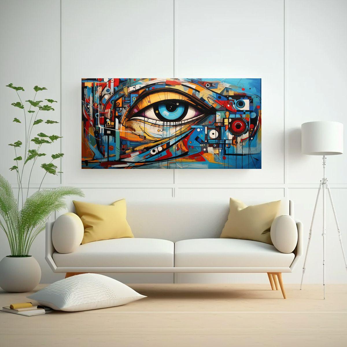 Pinturas Abstractas Ojos Modernos Tonos Lienzo 40x20cm-2