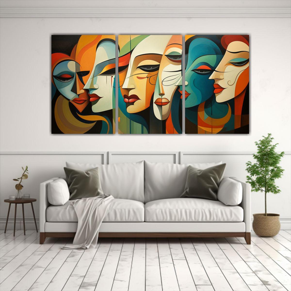Cuadros Conceptuales Poder Rostros Abstractos 150x75 Cm-2