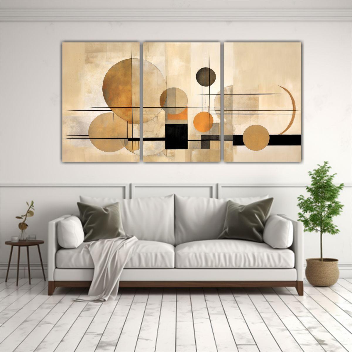 Arte De Pared Abstracto Con Formas Y Círculos 120x60 Cm-2
