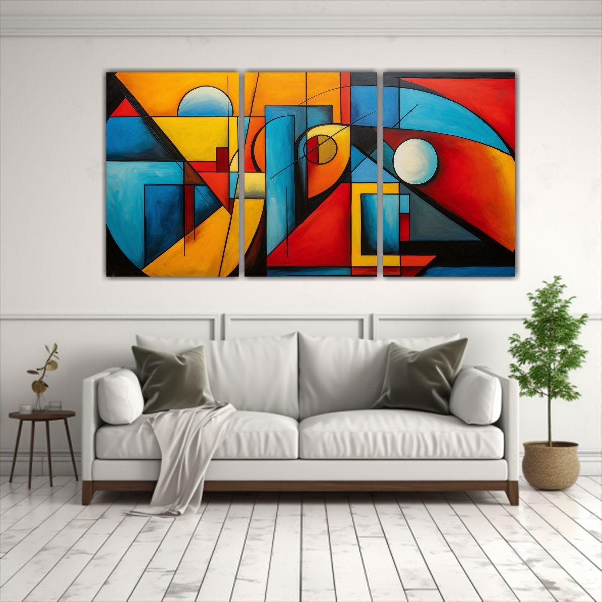 Cuadro Abstracto Resistente En Bastidor De Tela 120x60 Cm-2