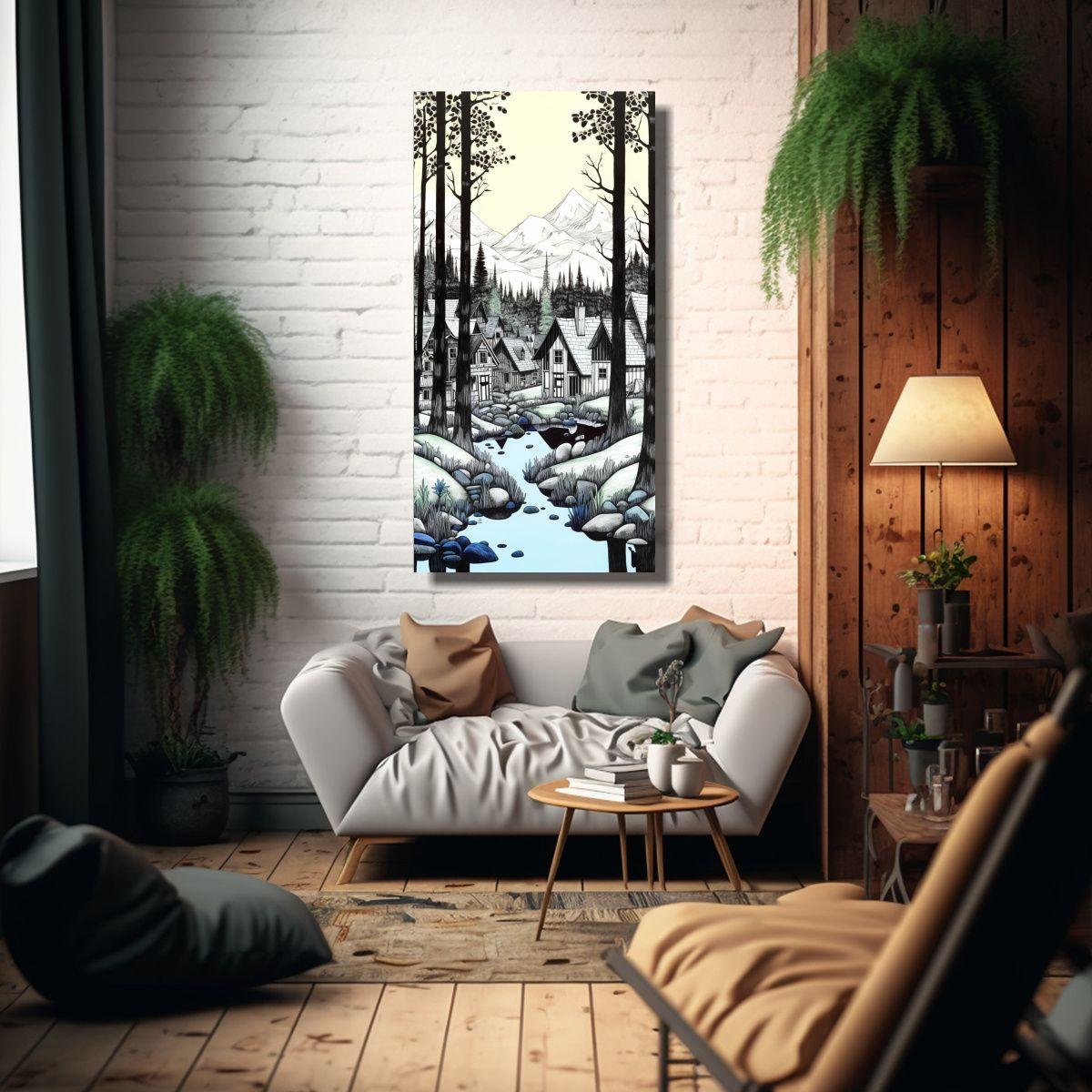 Cuadro De Decoración De La Línea De Impresión 80x160cm-2