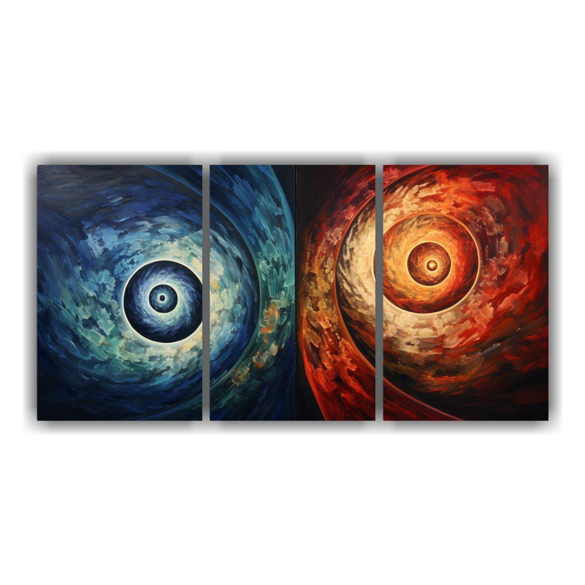 Tres Lienzos Abstractos En Espirales, Decoración 120x60 Cm-0