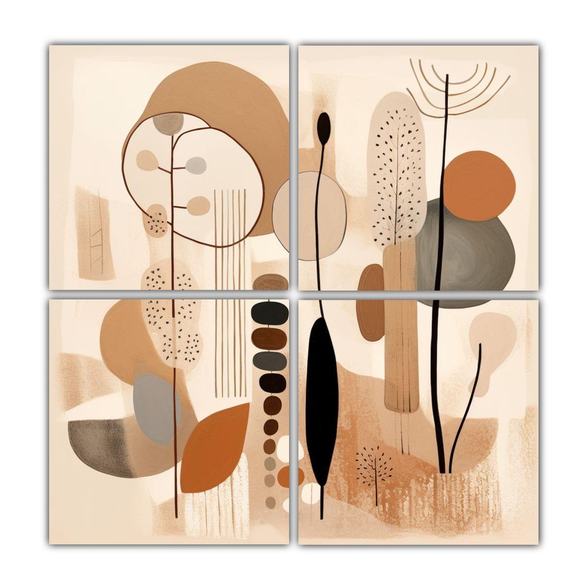 Cuatro Cuadros Diseño Composición Minimalista 200x200 Cm-0